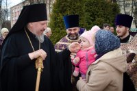 Освящение крестов и куполов в приходе  храма Архангела Михаила, п.Костюковка