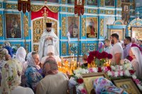 Преосвященный Стефан возглавил Божественную Литургию в Покровском храме г.Речицы