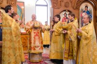 Божественная литургия в Неделю о блудном сыне, Собор Вселенских учителей и святителей Василия Великого, Григория Богослова и Иоанна Златоустого